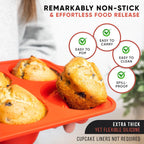 Silicone Jumbo Muffin Pan 6 Cup–Non-Stick Cupcake Pans for Baking, Heavy-Duty Large Silicone Muffin Pans for Baking, BPA-Free, Easy-Release, Oven & Dishwasher Safe