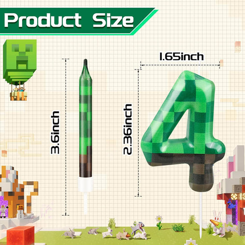 13 Pcs Dynamite Candles 12 TNT Themed Birthday Cake Candles and Number 4 Candle Cake Topper for Pixel Theme Birthday Party Anniversary Party Dynamite Theme Party Video Game Party Supplies (Number 4)