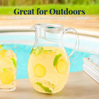 US Acrylic 72oz Acrylic Clear Acrylic Pitcher with Lid, Reusable, BPA-free, Indoor and Outdoor Pitcher for Water, Lemonade, Juice, and Soda Pop