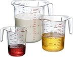 Amazing Abby - Melissa - Plastic Measuring Cups (3-Piece Set), Food-Grade Measuring Jugs, 1/2/4-Cup Capacity, Unbreakable, Stackable, Dishwasher-Safe, Great for Oil, Vinegar, Flour, and More