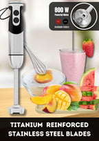 Megawise High-Power Hand Blender – 400W Max Power with Versatile 3-in-1 Attachments (Blending Shaft, Whisk, Chopper); Ergonomic Design with Adjustable Speed Control; Easy to Clean and Maintain (Black)