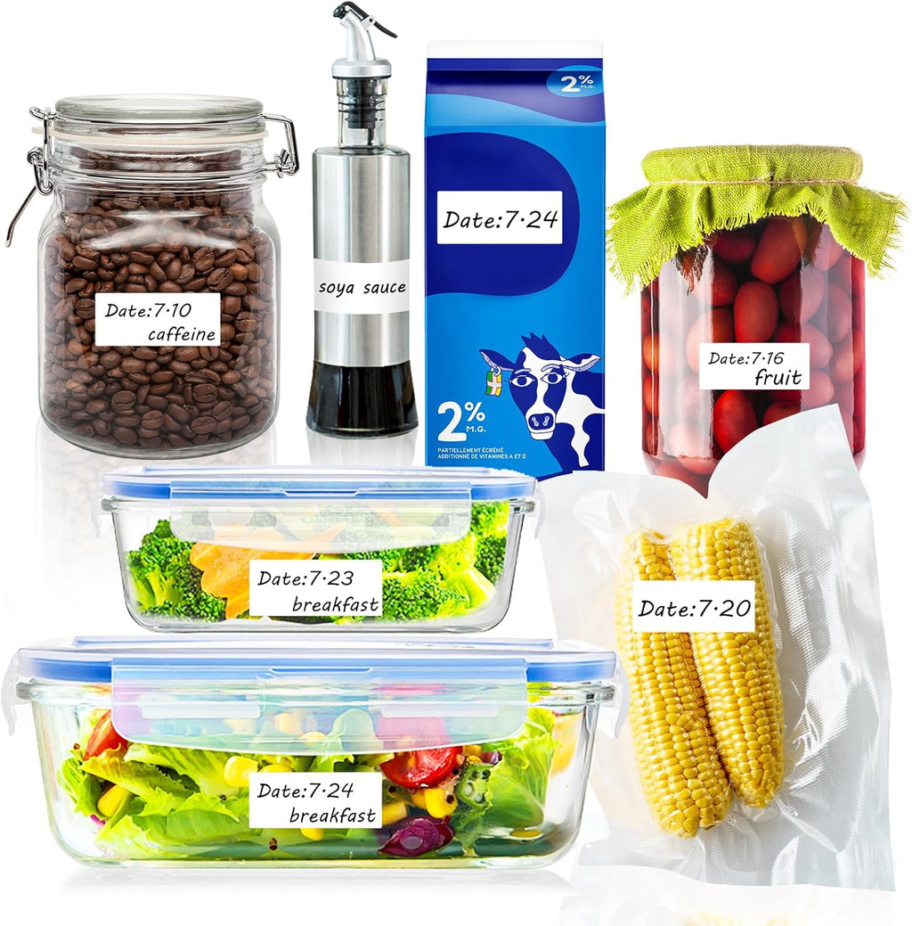 600 Blank Removable Freezer Labels with Perforation Line for Easy Distribution and Use. Waterproof and Oil-Resistant, Suitable for Food Containers, Jars, and Kitchen Organization.(1 "x 2")