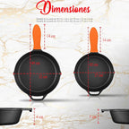 NutriChef 10" & 12" Pre-Seasoned Cast Iron Pans - Durable Nonstick Skillets, Cool-Touch Silicone Handle, For Oven, Grill & All Stovetops