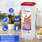 Buddeez Bread Buddy Bread Box – Keeps Bread Loaves Fresh - Red Lid, Pack of 1