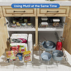 ROOMTEC Pull Out Cabinet Organizer, Slide Out Shelves 31" W x 21" D, Heavy Duty Kitchen Cabinet Organizers, Neutral