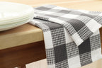 PurpleEssences 100% Cotton Waffle Weave Check Plaid Kitchen Towels, Super Soft and Absorbent Dish Towels for Drying Dishes 15 x 25-4 Pack - Spring Summer - Steel Grey and White