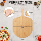 Bamboo Pizza Peel - 18.5"x12.2" with 12" Pizza Cutting Board, Pizza Paddle Spatula with 8 Slice Grooves, also fit for Cheese Bread Fruit Vegetables