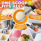 1 Oz Ice Cream Scoop with Trigger #30 - Versatile 1 Oz Scoop for Gelato, Cookie Dough Baking, Sorbet & Meatballs - Rust-Resistant Stainless Steel, Easy to Clean in Dishwasher, Non-Slip Handle