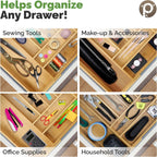 Silverware Tray for Drawer Organizer,Kitchen Drawer Organizer,Cutlery Organizer in Drawer, Flatware Silverware Holder, Expandable Adjustable Wooden Dividers (8-slots)