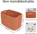 Cotton Rope storage Basket Bins Woven Basket for Organizing Shelves Rectangle Decorative Baskets For storage Clothes Toys Books Towels Square Wicker Nursery basket organizer 3 pack Rust