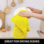 Homaxy 100% Cotton Terry Kitchen Dish Cloths, Ultra Soft and Absorbent Dish Towels for Kitchen, Perfect for Drying and Washing Dishes, 8 Pack, 12 x 12 Inches, Yellow
