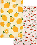Kitchen Towels, 18" x 30" Dish Towels, Microfiber Tea Towels for Kitchen Drying, Superior Absorbency, Lemon Cherry Series, 2-Pack