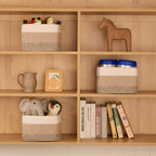 Small Organizing Baskets for Cubes Shelf, 9.7x9.7x7.1 Inch Rope Woven Storage Bins for Nursery Shelves Storage, Cute Toy Basket, Square 3 Packs Gradient Brown