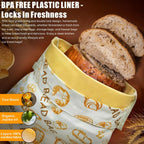 Mosucoirl Beeswax Bread Bags 2 Pack, Reusable Bread Storage Boxes for Homemade Sourdough, Cotton Food Bags Loaf Containers to Keep Fresh Large (Bread Pattern)