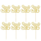 Gyufise 24 Pack Happy Sweet 16 Cupcake Toppers Glitter Sixteen 16th Birthday Cupcake Picks Cheers to 16 Years Old Cupcake Decorations for 16th Birthday Anniversary Party Cake Decorations Supplies Gold