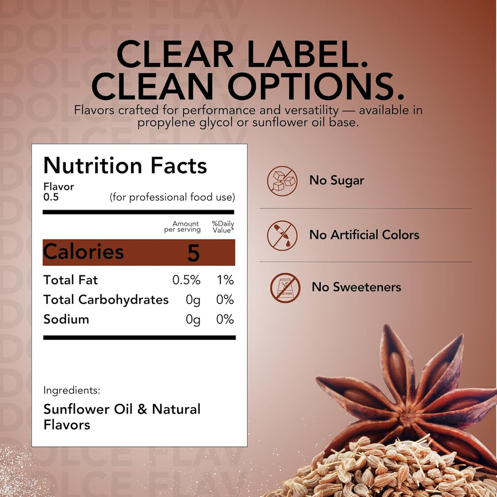 Dolce Flav Natural Anise Extract – 8 Ounce Oil-Soluble Kosher, Sugar-Free, Concentrated Licorice Anise Flavoring for Baking, Cookies & Liqueurs, Includes Measured Dropper
