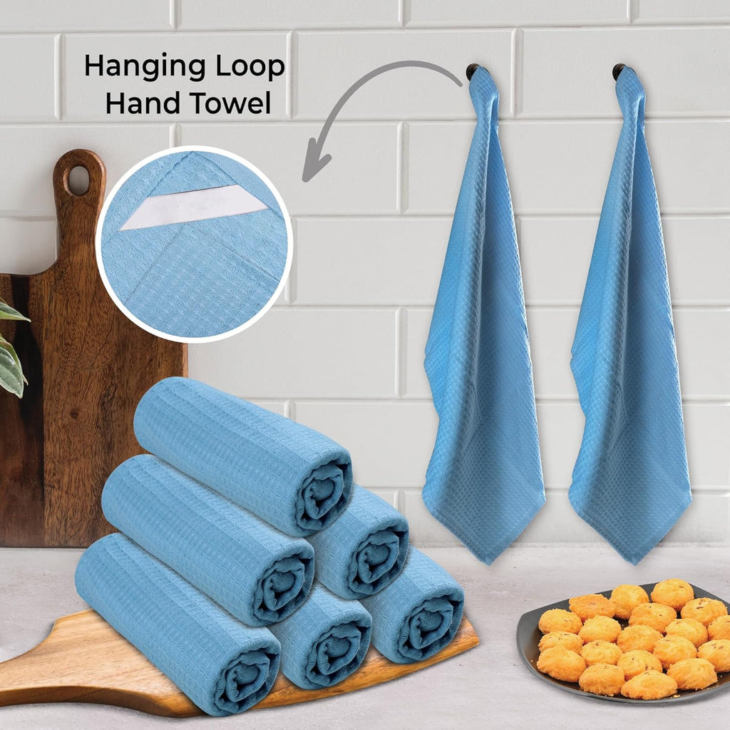 Urban Villa Kitchen Towels Waffle Dish Towels for Kitchen Sky Blue Color Set of 6 Over Sized 18x28 Inches Kitchen Towels Highly Absorbent 100% Cotton Kitchen Hand Tea Towels Dish Cloths