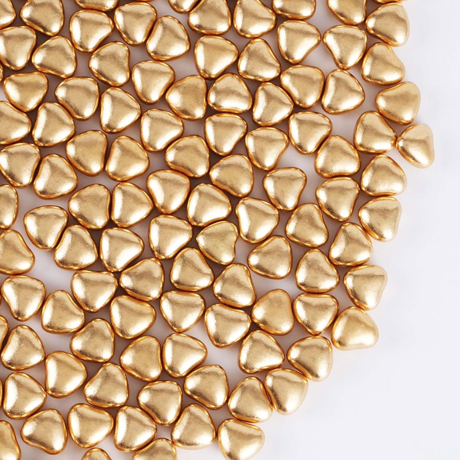 Kasvan Gold Heart Shapes Sprinkles - Edible Candy Pearls 100g/3.58 Oz, Mix Size, Baking Cake Decorations, Ice Cream Toppings and Cookie Decorating, Wedding Party Chirstmas Supplies (Gold)