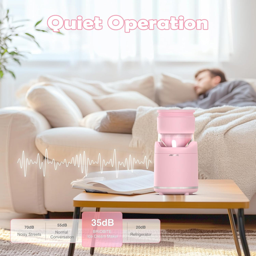 Soft Serve Ice Cream Maker Machine – Rechargeable Compact for Homemade Gelato,Sorbet & Frozen Yogurt, Stylish Pink Design,Perfect for 1-2 Servings,Best Gift for Couples & Families