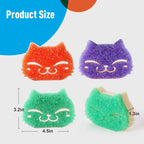 12 Pcs Scrubber Sponge Cat Smiley Shape Cleaning Sponge Double Sided Dish Sponge Multi-Purpose Sponges for Cleaning Dishes, Furniture, Kitchen, Bathroom
