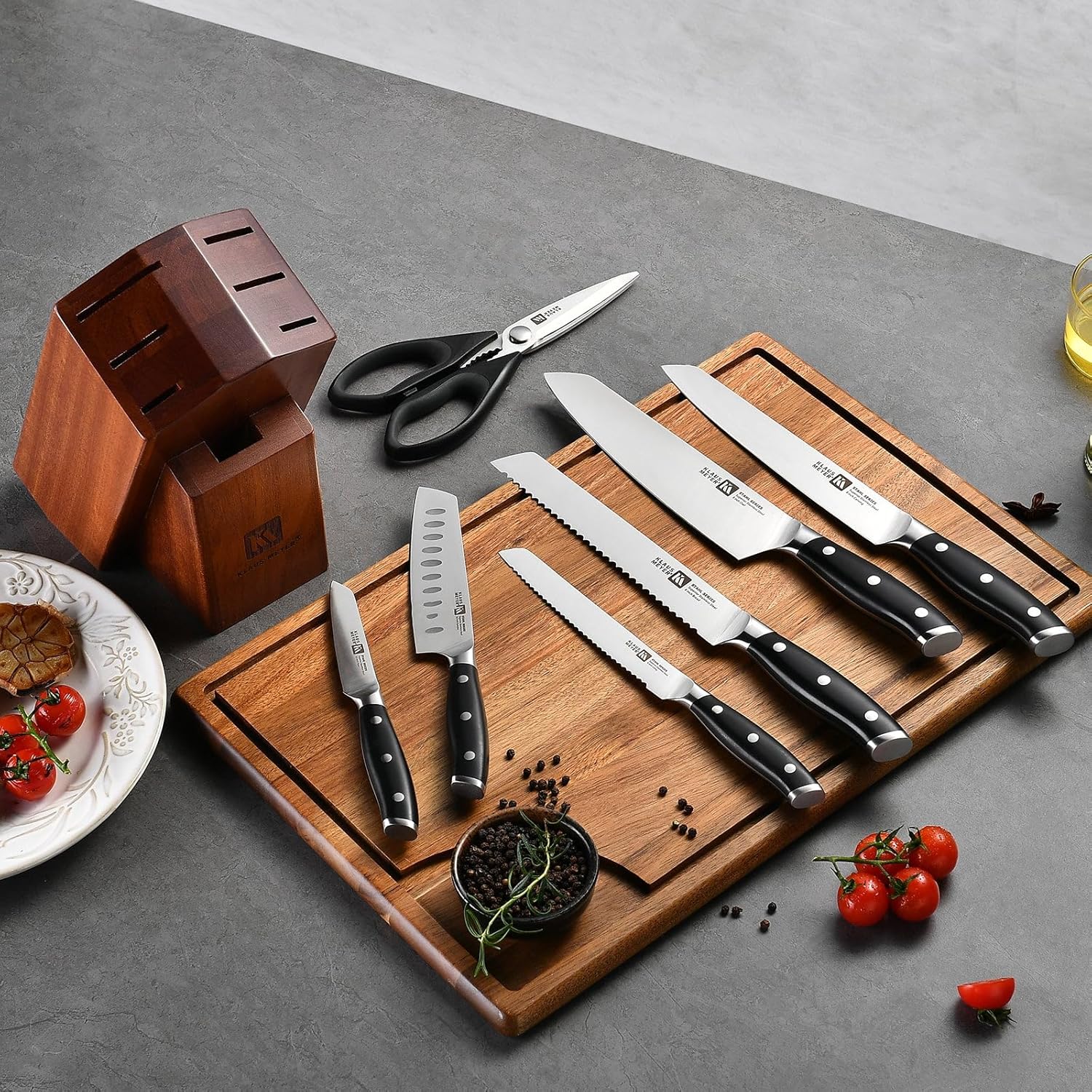 Stahl High Carbon Exclusive German Steel 8 Piece Knife Block Set (Black)