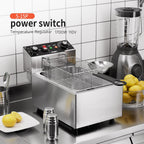 Electric Deep fryer Single Tank Deep Fryer with Basket Capacity 10L(10.5QT) Electric Countertop Fryers with 60 Minute Timer for Home Kitchen and Restaurant, 1700 Watts, 110V(10L)