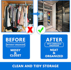 Closet Organization,12 Section,Hanging Closet Organizer,Space Saving, College Dorm Essentials for Girls, Heavy dutys Hooks Up to 45 Pounds, Clothes Storage,Closet Organizer,Grey/Black