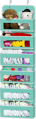 Simple Houseware 6 Clear Window Pocket Over Closet Door Storage Hanging Organizer for Bedroom, Bathroom, Pantry, Turquoise