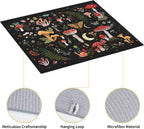 Mushroom Dish Drying Mat for Kitchen Counter Moth Gothic Witchy Dish Drainer Rack Mats 16x18 Inch Absorbent Reversible Black Drying Pad