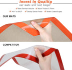 Silicone Baking Mat - Best German Silicone - Non Slip Silicone Baking Sheet, Non Stick Reusable Silicone Mats for Baking, Oven Liner, Counter Mat - Half + Medium + Quarter Baking Sheets Set