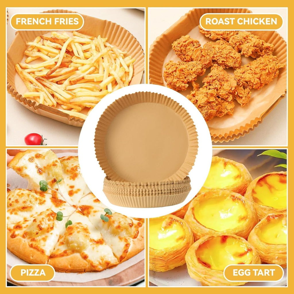 125Pcs 8 inch Round Disposable Air Fryer Parchment Liners-Non-Stick Parchment Sheets for Air Fryer Basket Microwave – Oil-proof, Water-proof, Effortless Cleanup for Baking