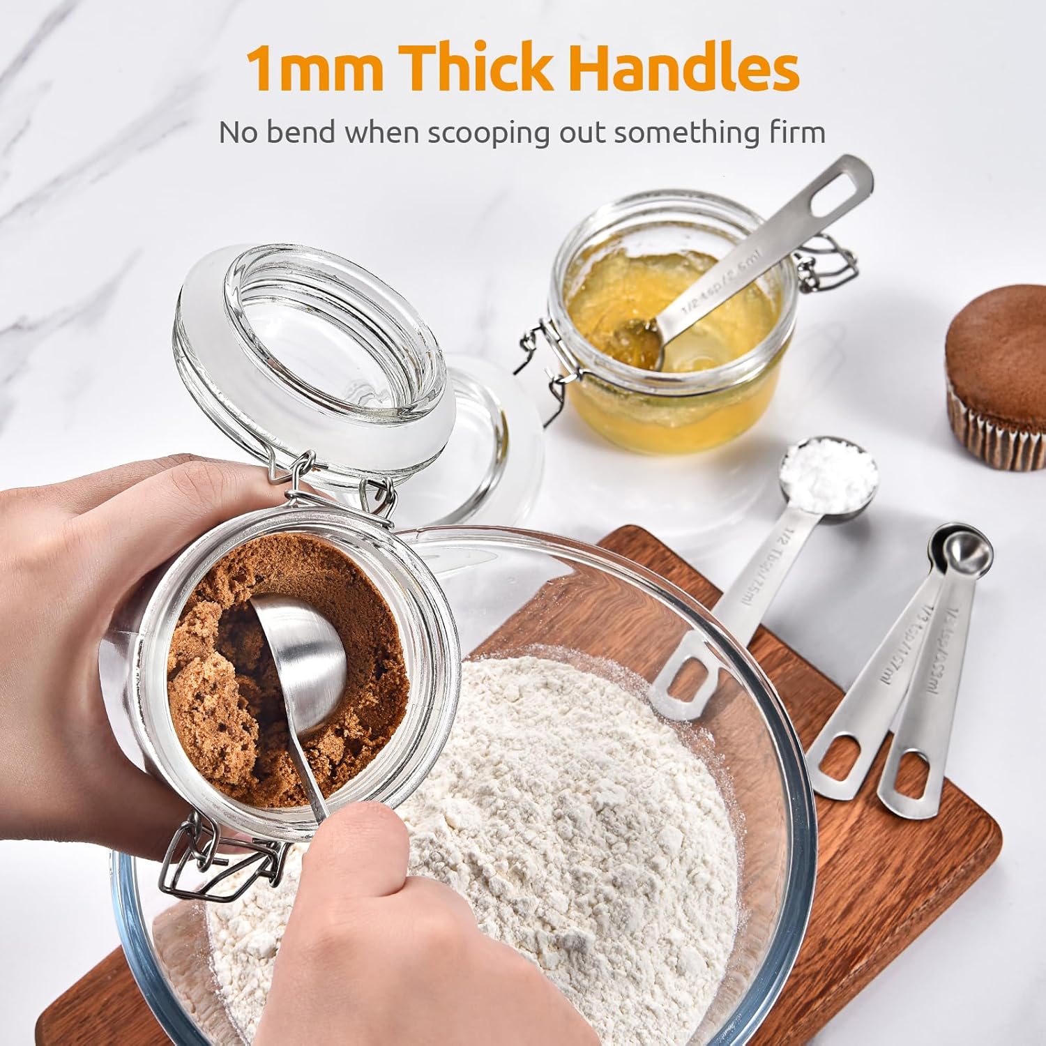 U-Taste Teaspoon Tablespoon Measuring Spoons: 18/8 Stainless Steel Measure Scoop Set of 5, 1/4 TSP, 1/2 TSP, 1 TSP, 1/2 TBSP & 1 TBSP, Metal Kitchen Measurement Utensil for Dry and Liquid Ingredients
