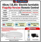 15.8In Remote Motorized electric turntable Rotating platform Photography Turntable Motorized lazy susan Base giratoria para for Photography,3D Scanner,Heavy duty display(Load Range:220~500lbs)