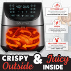 Gourmia Air Fryer Oven Digital Display 8 Quart Large AirFryer Cooker 12 Touch Cooking Presets, XL Air Fryer Basket 1700w Power Multifunction GAF856 Black and Stainless stainless steel air fryer