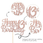 1 PCS Happy 13th Birthday Cake Topper Glitter Cheers to 13 Years Birthday Cake Pick Official Teenager 13 Fabulous Cake Decoration for Happy 13th Birthday Theme Party Decorations Supplies Rose Gold