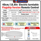 15.8In Remote Motorized Electric Turntable Rotating Display Stand Rotating Platform Photography Turntable motorized lazy susan base giratoria para for Photography,3D Scanner,(Load Range:132~400lbs)