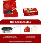 Sunhouse Titanium-Coated Tri-Ply Stainless Steel Pan, 10 inch frying pan, Non-Toxic, PFAS PFOA & PTFE Free, Oven Safe, Compatible with All Cooktops, Perfect Gifts for Mom or Dad, Premium gift box