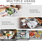 HaWare Mixing Bowls with Airtight Clear Lids, 6-Piece Stainless Steel Strong Nesting Bowls Set, Metal Salad Bowl for Cooking, Prepping, Baking, Serving & Food Storage, Size 4.6, 3, 1.5QT, Black