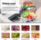 4PCS Rice Washer Strainer Bowl with Side Drainers Stainless Steel Rice Washing Bowl Multifunctional Colander for Cleaning Rinsing Fruits Vegetables Beans Silver