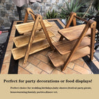 Wooden 3 Tier Serving Tray, Detachable Cupcake Stand, Rectangle Serving Platter Three Tiered Stand,Fruit,Appetizer,Dessert Decorative Tray Decor Party Food Table Display