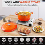 P&P CHEF 6QT Enameled Dutch Oven, Cast Iron Dutch Oven Pot with Lid for Bread Baking, Enameled Casserole Pot for Roasting Braising Stewing Frying Simmering, Various Stoves & Easy Clean, Orange