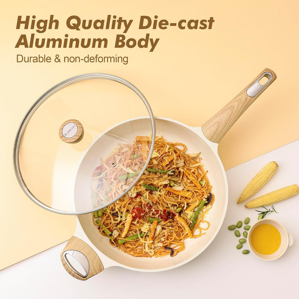 SENSARTE Ceramic Cookware Sets, Pots and Pans Set Non stick, Non toxic Healthy Induction Cookware, 26 Pcs Nonstick Kitchen Cooking Set, w/Frying Pans Set, Saucepans Set