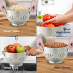 HIC Kitchen Pierced Colander, 18/8 Stainless Steel, 10-Inch Bowl, 5-Quart Capacity