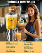 WantJoin Beverage Dispenser With Stand -2 Gallon Beverage Dispenser Drink Dispenser w/Upgraded Dual Cores & Base, Leakproof Spigot, Visible Container, Drink Dispenser For Parties, Events, Gathering