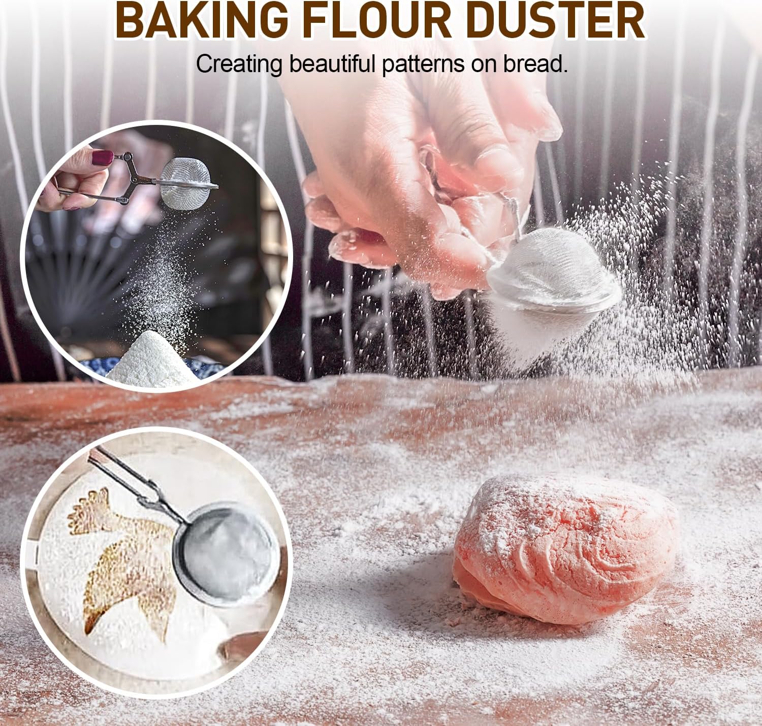 Banneton Bread Proofing Basket, Sourdough Starter Kit, 9" Round Sourdough Bread Baking Supplies with Dough Whisk, Bread Lame, Brush, Scrapers, Flour Duster & Stencils, Bread Making Tools Gift Set