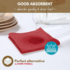 Native Fab Waffle 12 Pack 100% Cotton Easter Kitchen Dish Towels 16x26 Absorbent Durable Washable, Tea Towels, Dish Cloths, Bar Towels, Cleaning Towels, Kitchen Towels with Hanging Loop, Red