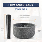 Koville Granite Mortar and Pestle Set, 6.3"-2 Cups Unpolishesd Stone Grinder Bowl for Guacamole, Salsa, Pill Crusher, Spice, Herb, Garlic, Nut, Heavy Duty Grinder for Kitchen(Angola Silver Black)
