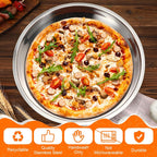 Nuogo 3 Pcs 16 14 10 Inch Large Deep Pizza Pans Stainless Steel Pizza Tray Round Oven Tray Rust Proof Reusable Bakeware Cooking Pan Dishwasher Safe for Baking, Serving, and Displaying Cookie Pie