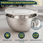 Baker's Signature Stainless Steel Mixing Bowls With Lid, Metal Mixing Bowl Set Of 5, Nesting Set For Food Prep, Baking,Storage, Cooking, Serving | Dishwasher Safe, 0.5/1.5/3/4/5 Qt