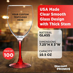 Custom Nuance Wine Glasses by ARC 10.5 oz. Set of 100, Personalized Bulk Pack - Restaurant Glassware, Perfect for Red Wine, White Wine, Cocktails - Red